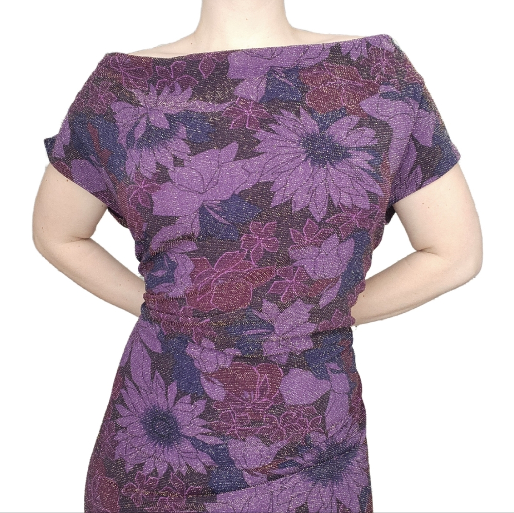 Vintage floral Wide Neck Dress